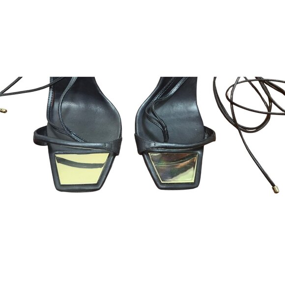 Schutz Vikki Lo Black Strappy Ankle Open Toe Stiletto Heel Sandals US 10 B - Picture 5 of 16